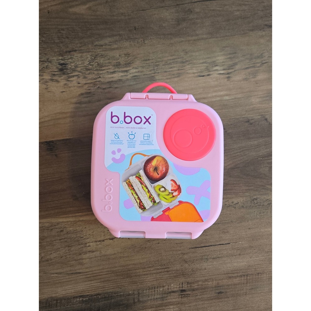 B.box Mini Lunchbox Flamingo Fizz Pink Bento 3 Compartment Leakproof 1L 34oz